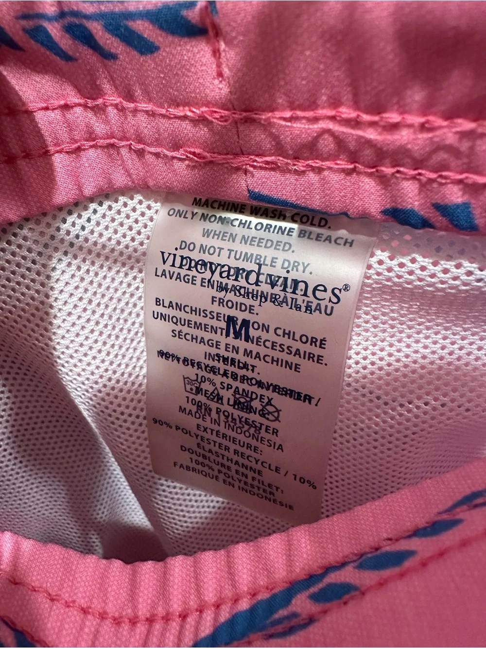 Vineyard Vines Chappy Swim Trunks Pink Blue Whale Print Men’s Medium